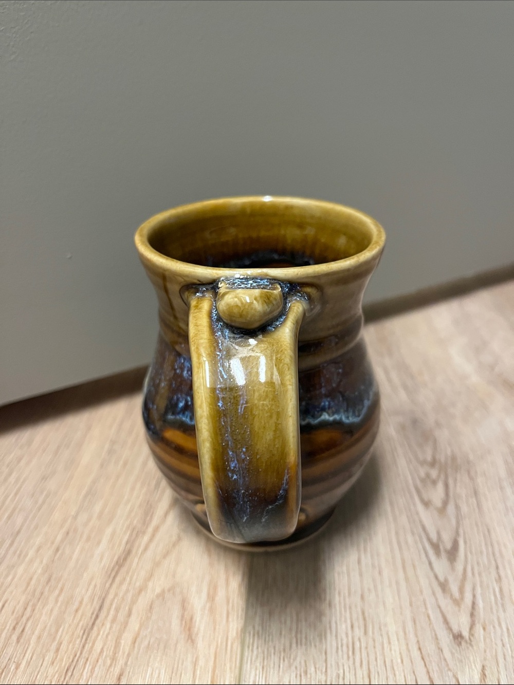 Handmade Glazed Pottery Mug in Brown and Amber - Picture 4 of 7